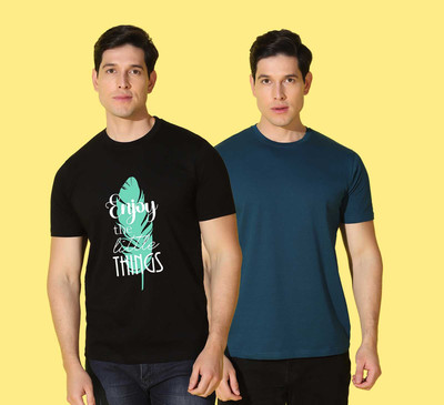 WOOSTRO Printed Men Round Neck Multicolor T-Shirt