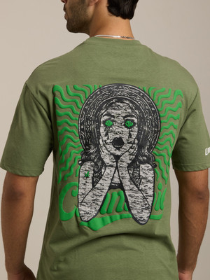 cannabie Graphic Print Men Round Neck Green T-Shirt