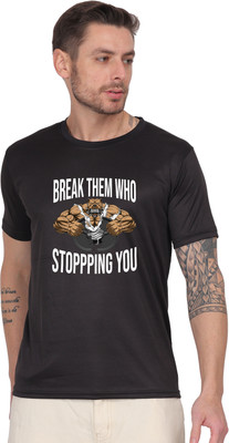 Atharva Trends Printed Men Round Neck Black T-Shirt