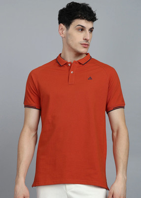 Adrenex Solid Men Round Neck Orange T-Shirt