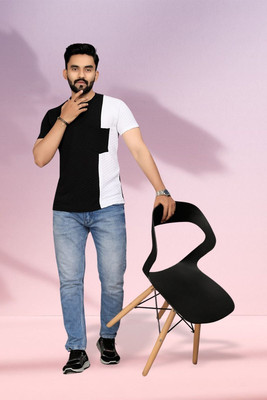 TANNU FAB Self Design Men Boat Neck Blue T-Shirt