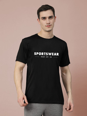 CHKOKKO Printed Men Round Neck Black T-Shirt