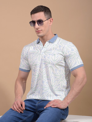 CRIMSOUNE CLUB Self Design Men Polo Neck Blue T-Shirt