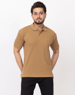 Greeks and turks Solid Men Polo Neck Brown T-Shirt