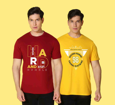 WOOSTRO Printed Men Round Neck Multicolor T-Shirt