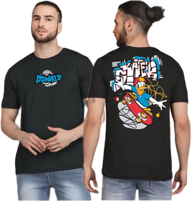 Swastik Graphic Print Men Round Neck Black T-Shirt