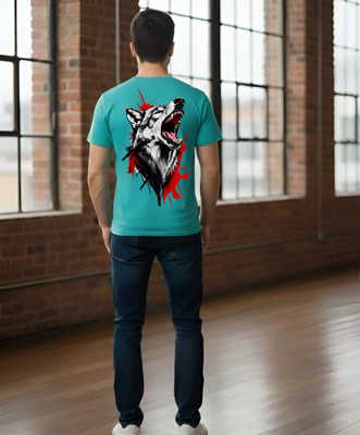 LIQQR Graphic Print Men Round Neck Light Blue T-Shirt