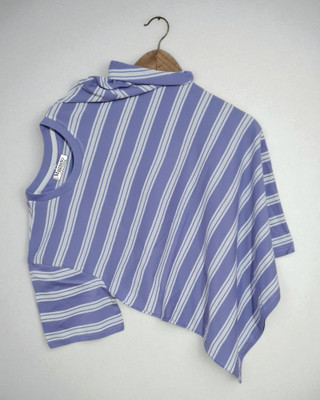 Magneto Striped Men Round Neck Purple T-Shirt