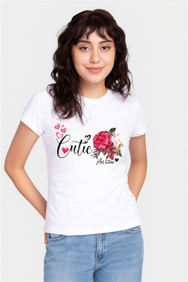 Fast Fever Fashions Graphic Print Women Round Neck White T-Shirt