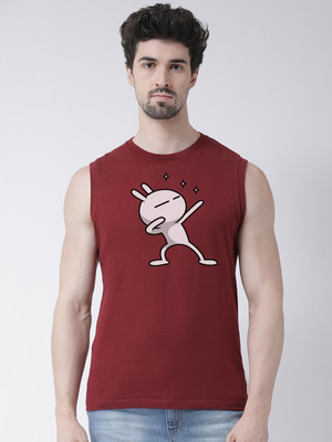 FRISKERS Printed Men Round Neck Maroon T-Shirt