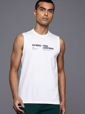 HRX by Hrithik Roshan Printed Men Round Neck White T-Shirt