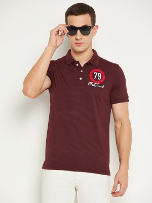 Urban Tailor Solid Men Polo Neck Maroon T-Shirt