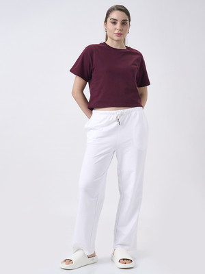 THESOLIDS Solid Women Round Neck Maroon T-Shirt