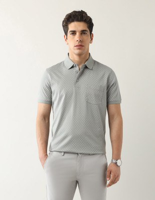 ARROW Geometric Print Men Polo Neck Grey T-Shirt