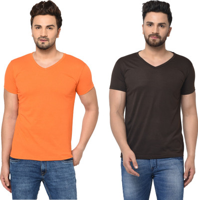 Adorbs Trend Solid Men V Neck White T-Shirt