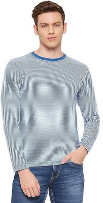 Satya Deo Rai fashions Striped Men Round Neck Blue T-Shirt