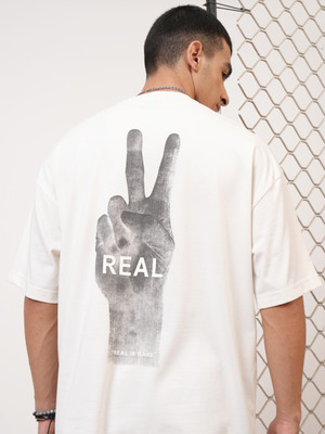 HIGHLANDER Printed Men Round Neck White T-Shirt