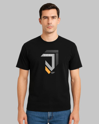 DRIPTHREAD Printed Men Crew Neck Black T-Shirt