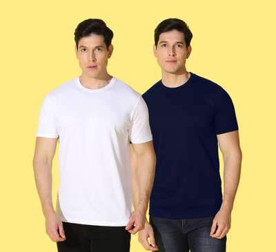 WOOSTRO Printed Men Round Neck Blue, White T-Shirt