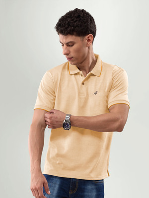 Lux Nitro Solid Men Polo Neck Yellow T-Shirt