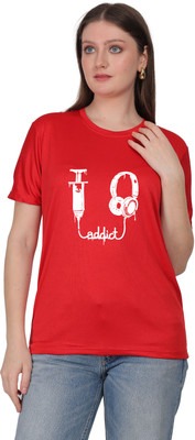 SAURABHQ Graphic Print Women Round Neck Red T-Shirt