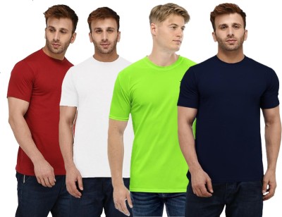 TRULYFEB Solid Men Round Neck Blue, Maroon, White, Light Green T-Shirt