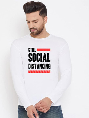 LV CARE Printed Men Round Neck White T-Shirt