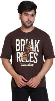 requin Printed Men Round Neck Brown T-Shirt