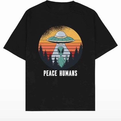 CHINKI MINKI Printed Men Round Neck Black T-Shirt