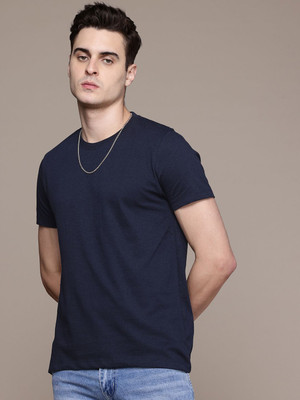 Moda Rapido Solid Men Round Neck Navy Blue T-Shirt