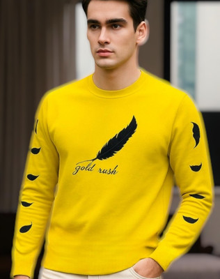 Boldrift Printed Men Round Neck Yellow T-Shirt
