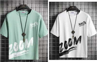 Pachirisu Printed Men Round Neck Light Green, White T-Shirt