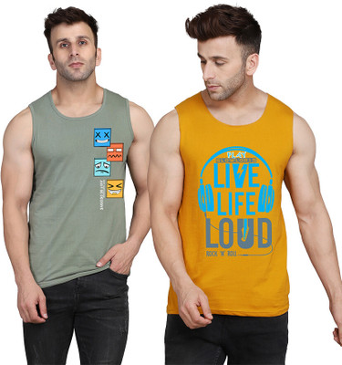 SLOWLORIS Printed Men Scoop Neck Yellow, White, Light Green T-Shirt
