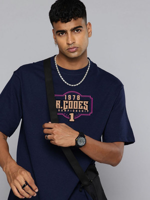 R.Code by The Roadster Life Co. Graphic Print Men Round Neck Navy Blue T-Shirt