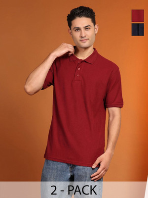 Moda Rapido Solid Men Polo Neck Blue T-Shirt