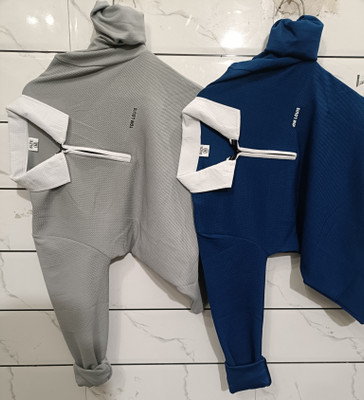 ashutoshsaini Solid Men Cowl Neck Black, Light Blue T-Shirt