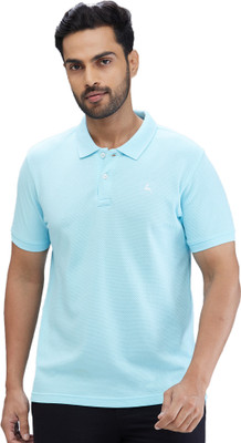 PARX Self Design Men Polo Neck Blue T-Shirt