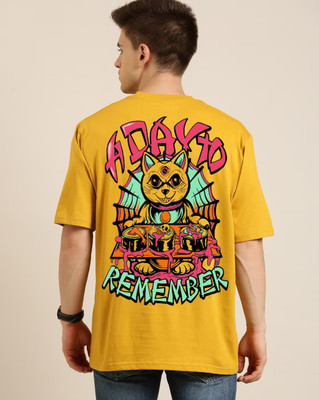 clickwell Printed Men Round Neck Yellow T-Shirt