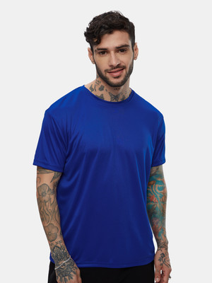 The Souled Store Solid Men Round Neck Blue T-Shirt