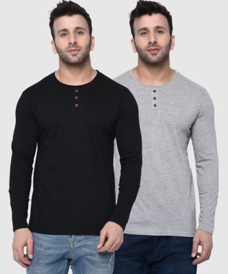 London Hills Self Design Men Round Neck Grey T-Shirt