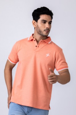 SparklePolo Solid Men Polo Neck Orange T-Shirt