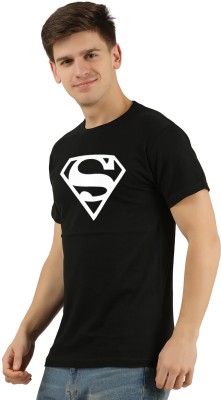 TEES PARK Graphic Print, Superhero Men Round Neck White, Black T-Shirt