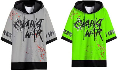 cnw Printed Men Hooded Neck Multicolor T-Shirt