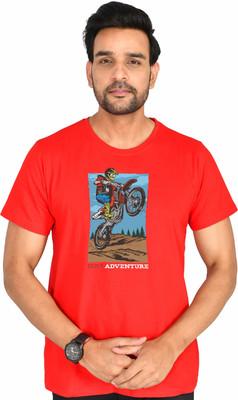 Burundi Blu Printed, Typography Men Round Neck Red T-Shirt