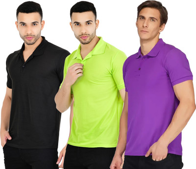 KEOTI Solid Men Polo Neck Multicolor T-Shirt
