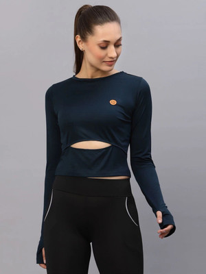 RIGO Solid Women Round Neck Blue T-Shirt