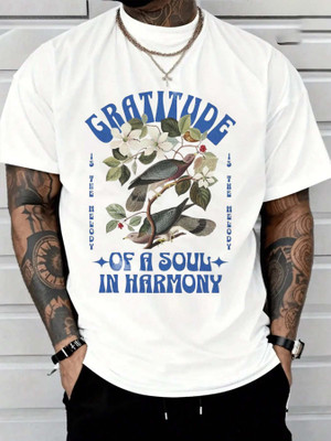 HASTEN Printed Men Round Neck White T-Shirt
