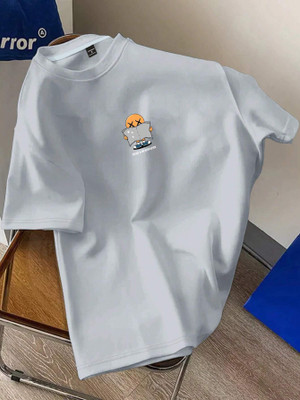 Pling Bling Graphic Print Men Round Neck Grey T-Shirt