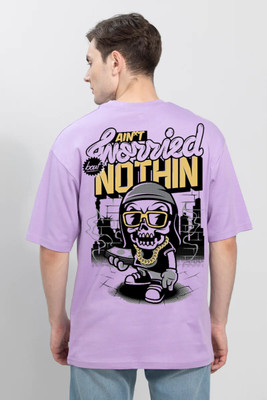 FASHNET FASHION Printed Men Round Neck Purple T-Shirt