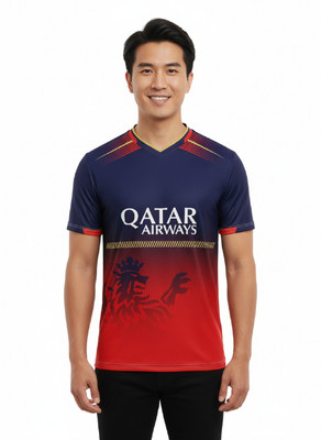 Thiva Printed Men V Neck Red T-Shirt